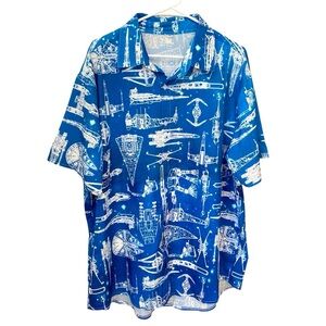 Men's Star Wars Shirt Size XL Button Up All Over Starfighter Blueprint